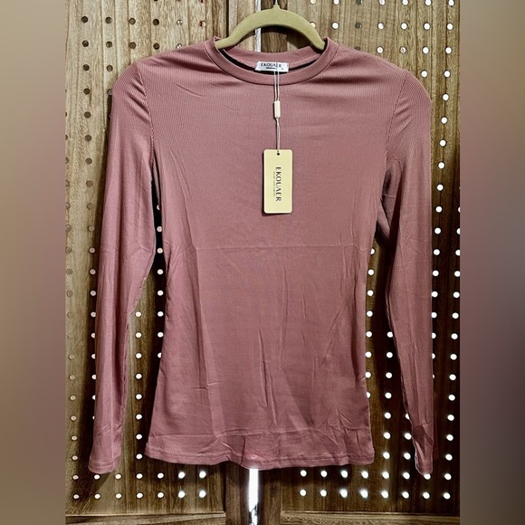 Long Sleeve Shirts Crew Stretch Fitted Ribbed Tops Basic Base Layer Thermal Tee - Picture 2 of 4